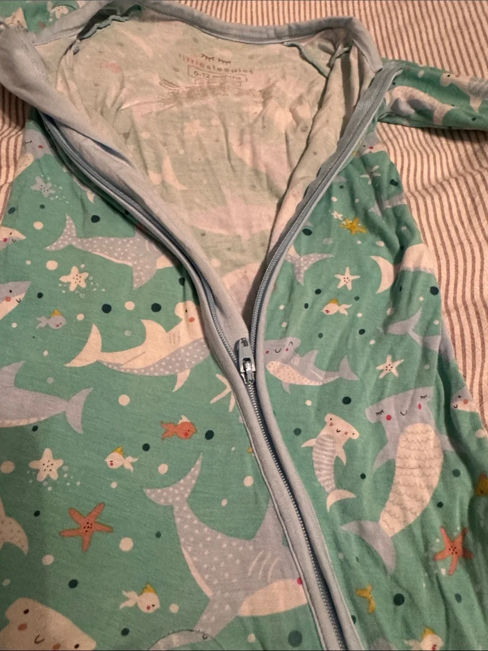 Little Sleepies Green Sea Life Footed One-Piece Pajamas for 6-12 Months